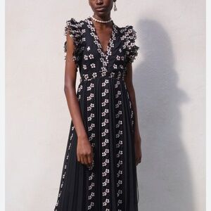 Giambattista Valli X H&M HM Long Chiffon Dress Lace  US 6/ EUR 38